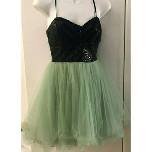 black green TRIXXI dress strapless tulle party seq